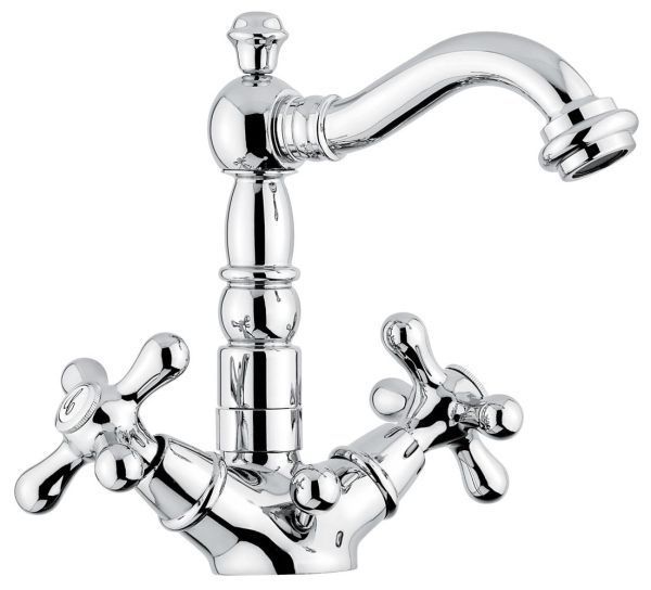 Emmevi Deco Old, двухвентильный смеситель для раковины (излив 14,5 см), с донным клапаном, цвет хром