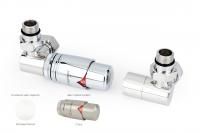 Автоматический терморегулятор 3D левый G 1/2" НР х G 3/4" НГ (набор) (Матовый белый - Сталь)