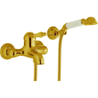 CISAL Arcana Empress Смеситель настенный для ванны/душа с ручной лейкой,держателем и шлангом, цвет золото