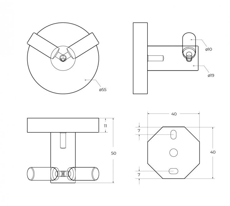 RELAX-HKD-01 Крючок двойной, исполнение хром, артикул RELAX-HKD-01