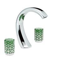 THG NIHAL PORCELAINE VERTE Смеситель для раковины на 3 отверстия, с донным клапаном, цвет хром