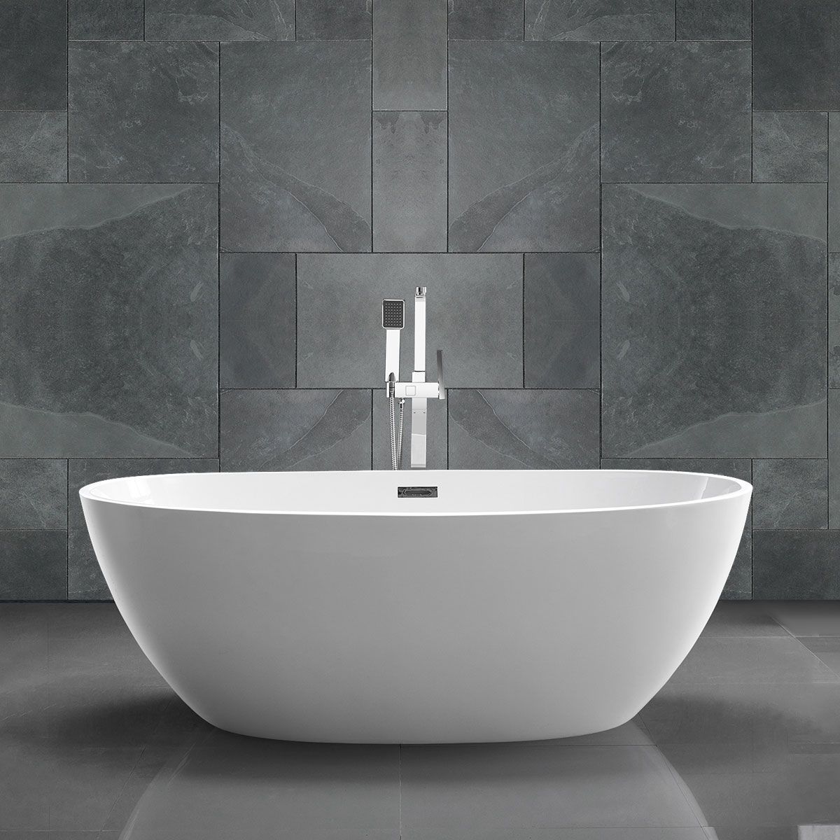 Ванна акриловая Vincea VBT-404-1700, 1700*850*580, цвет белый, слив-перелив в комплекте, хром