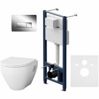 Комплект унитаза с инсталляцией AM.PM Spirit V2.0 FlashClean IS48051.701738 с сиденьем Микролифт и клавишей смыва Хром Комплект унитаза с инсталляцией AM.PM Spirit V2.0 FlashClean IS48051.701738 с сиденьем Микролифт и клавишей смыва Хром