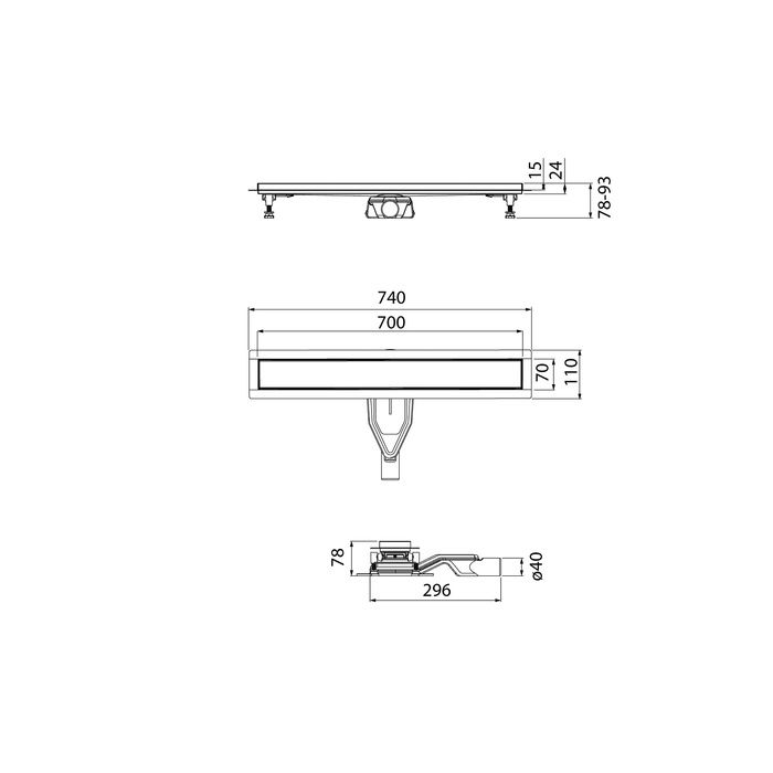 Лоток душевой IDDIS Perfex, сифон 360, комбинированный затвор, двухсторонняя решетка, 700мм, хром (975B7SB00DZ), артикул 975B7SB00DZ