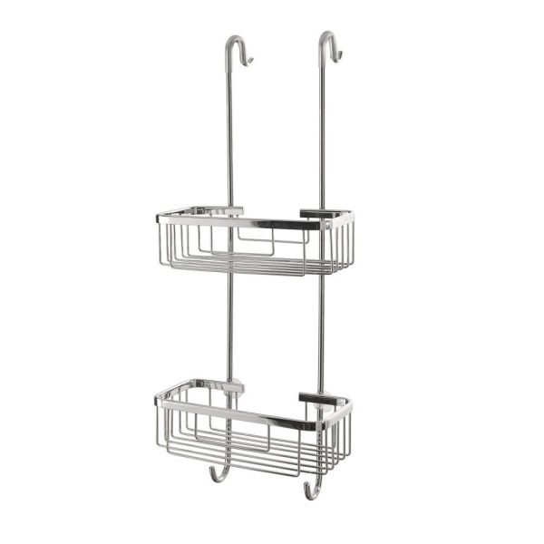 Gedy, решётка прямоугольная 2-х уровневая на душевое стекло с 2-я крючками (24х17,5хh63), цвет хром