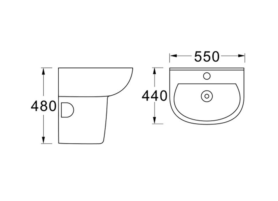 Полупьедестал для раковины AQ5421-00 300*240*340,белый Полупьедестал для раковины AQ5421-00 300*240*340,белый