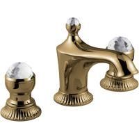 Смеситель The One для раковины на 3 отверстия. Металлические ручки + прозрачные кристаллы, цвет бронза