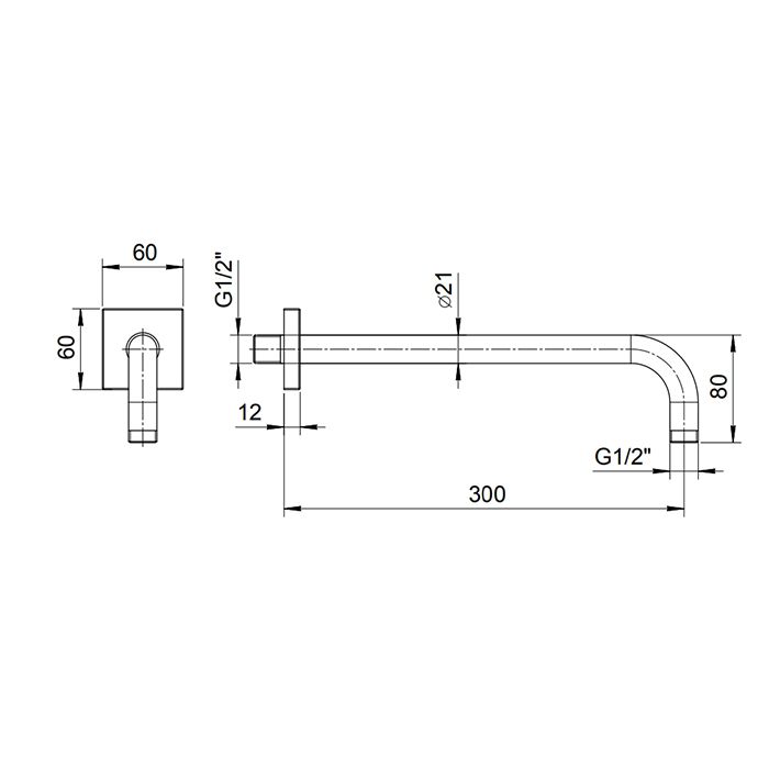FANTINI Держатель верхнего душа 300 мм., настенный, цвет черный матовый