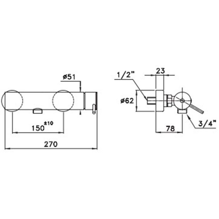 Stella Lucilla Смеситель для душа 3283А, вывод снизу, цвет: хром