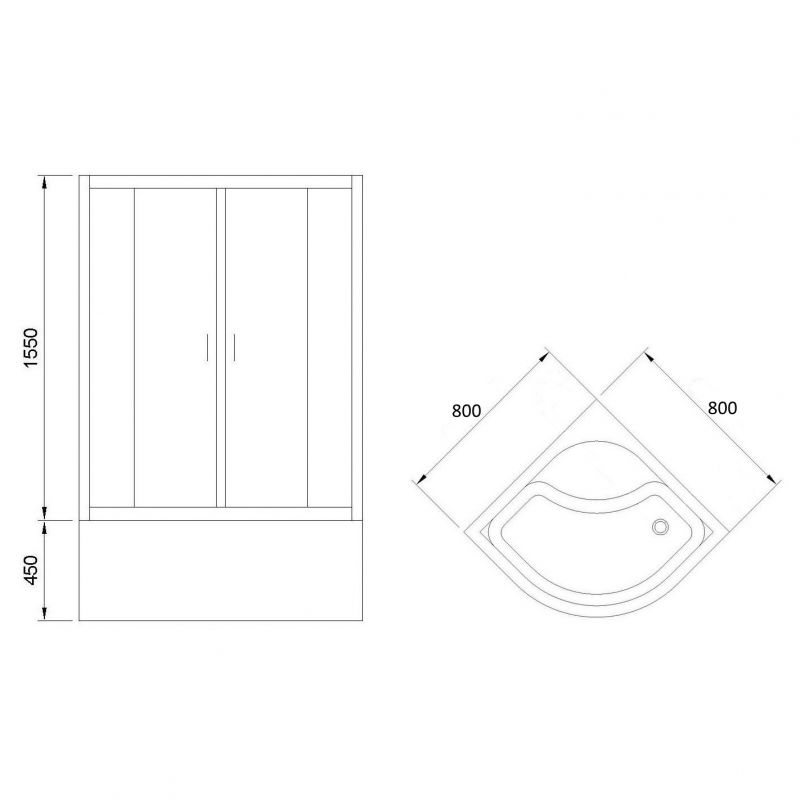 Душевой уголок Royal Bath 80х80 RB-EKO80BK-M с поддоном профиль Сатин стекло рифленое матовое