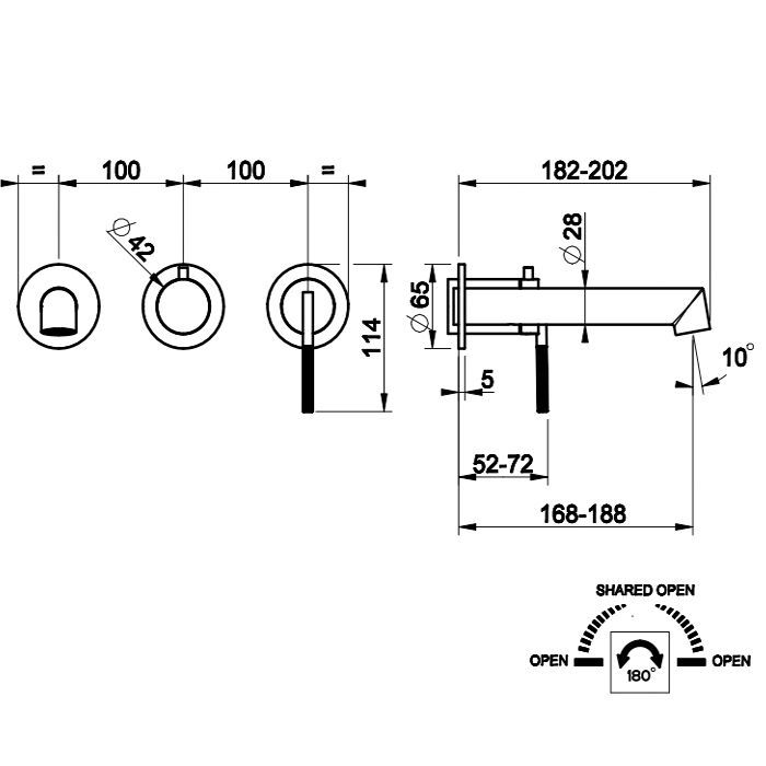 Gessi Ingranaggio Встраиваемый однорычажный смеситель на 2 выхода с перекл. и изливом (внешние части), цвет: хром