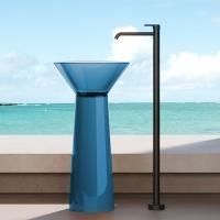 Раковина, DEA Design, Pedestal Basin, ширина, мм-480, глубина, мм-480, высота, мм-900, тип установки-напольный, отверстия для смесителя-отсутствуют, без перелива, материал-Glasstech, цвет-Royal Blue