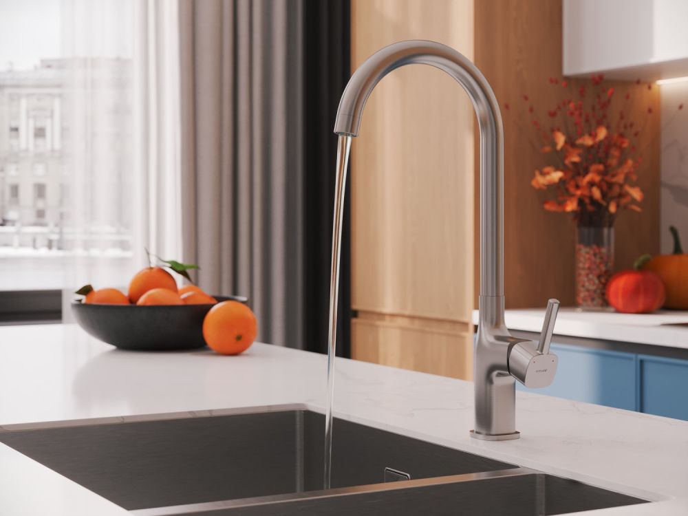 Смеситель для кухни Cersanit ELIO однорычажный сатин (68260), артикул 68260