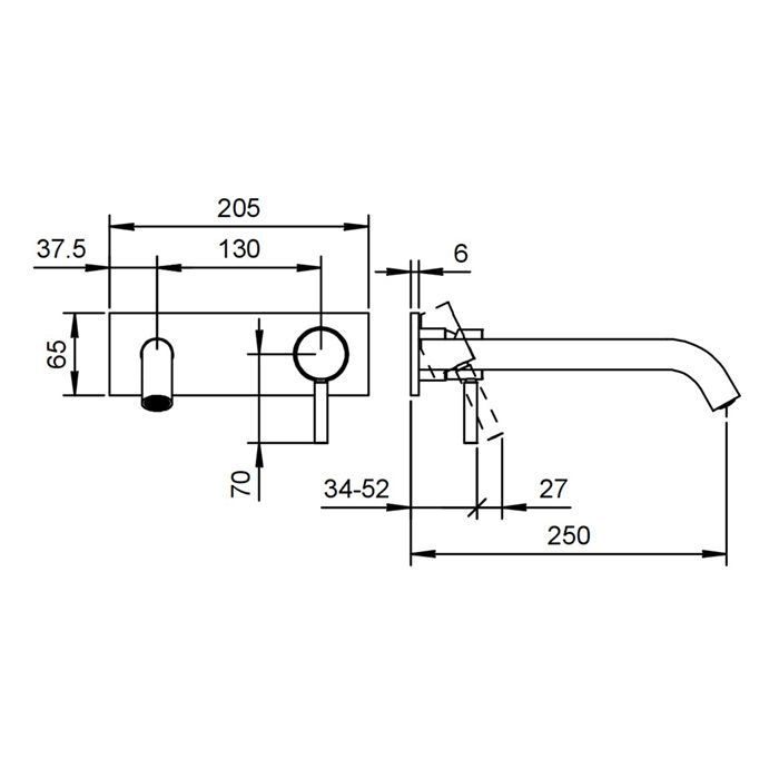 Fantini Nostromo Смеситель для раковины, встраиваемый, на 2 отв, без донного клапана, излив 250мм (наружняя часть), цвет: нержавеющая сталь