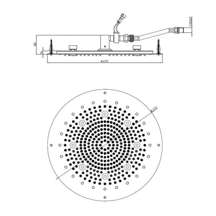 BOSSINI DREAM-OKI Верхний душ Ø 470 mm с 8 LED  RGB, блок питания/управления, Cromoterapia, гибкая подводка,, цвет: хром BOSSINI DREAM-OKI Верхний душ Ø 470 mm с 8 LED  RGB, блок питания/управления, Cromoterapia, гибкая подводка,, цвет: хром