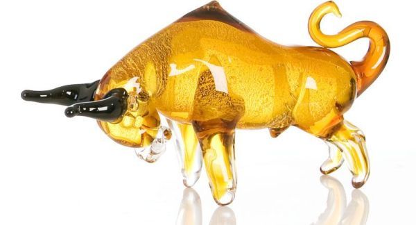 Casablanca, стеклянная скульптура "Бык", цвет янтарный