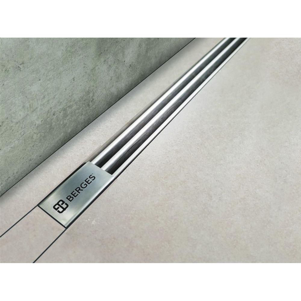 Желоб BERGES водосток SUPER Slim 400, матовый хром, S-сифон D50 H60 боковой Желоб BERGES водосток SUPER Slim 400, матовый хром, S-сифон D50 H60 боковой