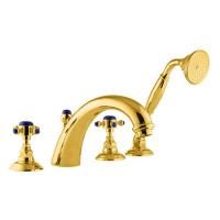 Nicolazzi Le Pietre Смеситель на борт ванны, 4 отв., излив: 223 мм, с ручным душем, цвет: золото