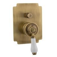 ERMITAGE См-ль скрытого монтажа моноком., 2-х позиционный с девиатором, ручка белая, бронза