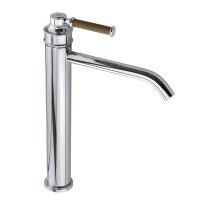 ERMITAGE MINI Смеситель для раковины моноком. высокий, излив 18см, ручка сверху, орех/хром