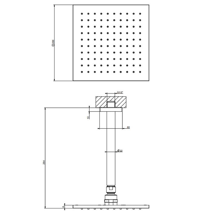 Gessi Emporio Emporio shower Душевая головка потолочная, поворотная с шарниром, с защитой от известкового налёта, цвет: Black XL