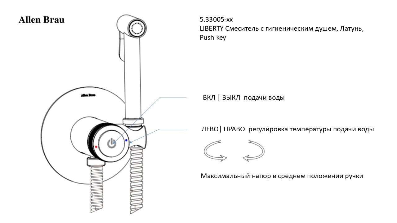 Смеситель с гигиеническим душем Allen Brau Liberty 5.33005-00 (с внутренней частью) хром