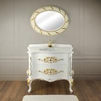 VIRGINIA База L110xH82xP59 см. 2 выдв.ящик, цвет: LACATTO BIANCO/декор золото, ручки золото