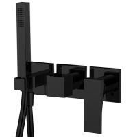 Fima Carlo Frattini Zeta Смеситель для душа, встраиваемый, с ручным душем, 2 источника, цвет: чёрный матовый