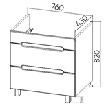 Тумба VIANT "Марсель" 2 ящика белая 425х760х820 под раковину .S-UM-COM80/1-w (COMO 80) (VMAR80CO-T2Y), артикул VMAR80CO-T2Y