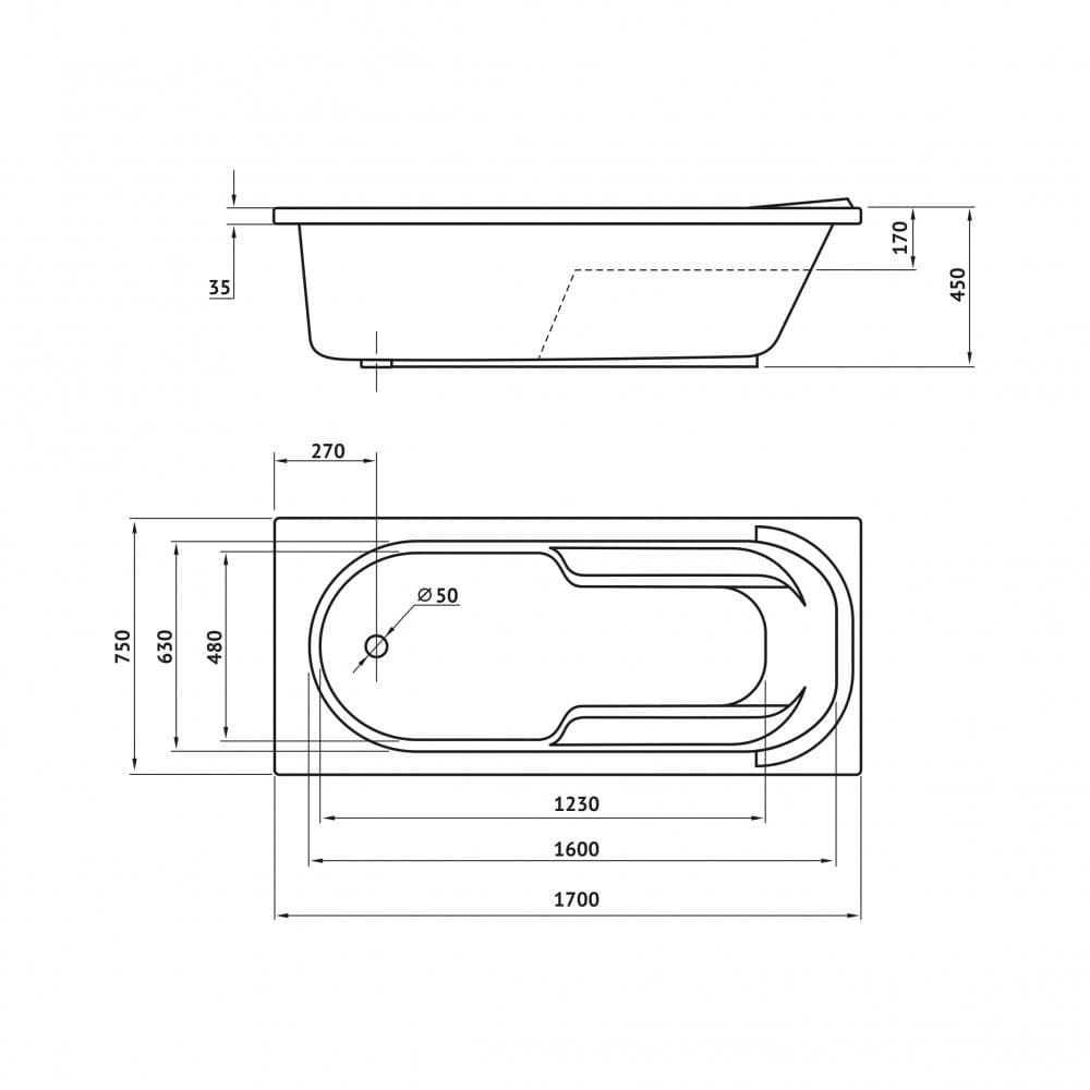 Ванна BERGES акриловая LUMBO 170x75 Ванна BERGES акриловая LUMBO 170x75