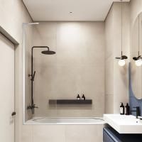 Шторка на ванну Veconi Palau PL-84B, 900x1500, черный, стекло прозрачное