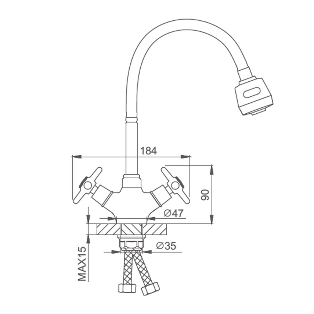 Смеситель для кухни с гибким изливом и режимом "душ" Splenka S80.43, хром, артикул S80.43