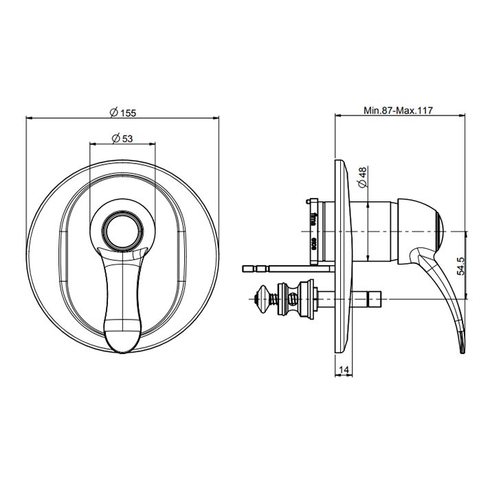 Fima Carlo Frattini Lamp Смеситель для душа, встраиваемый, с переключателем на 2 потока, цвет: золото