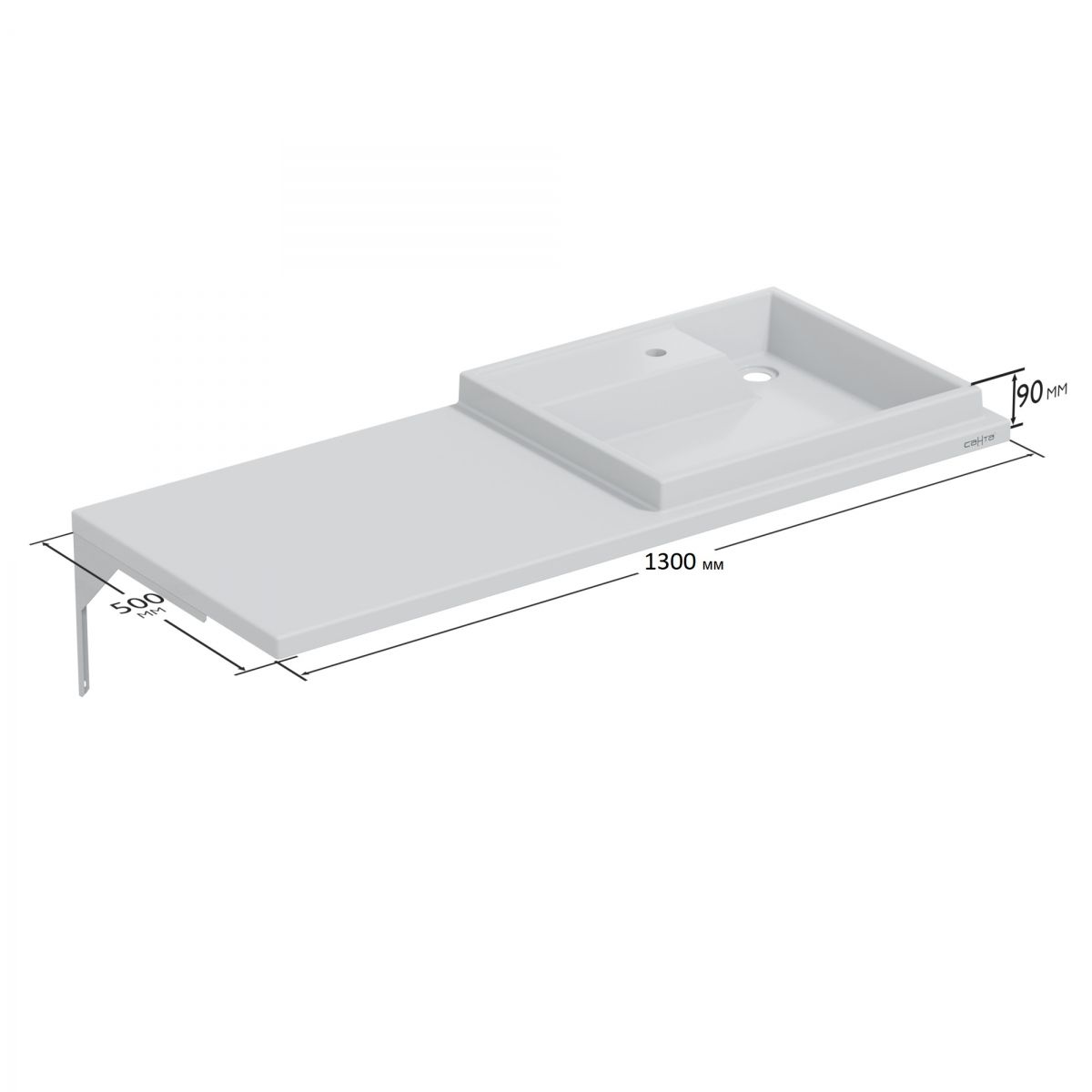 Раковина над стиральной машиной "Юпитер 1300*500" правый, ш/гл без кронштейнов