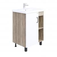 Тумба Onika Тимбер 60 напольная, белая мат./дуб сонома (ум. Como 60)