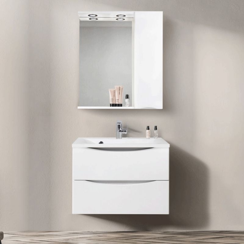 Зеркало со шкафом BelBagno MARINO-SPC-700/750-1A-BL-P-R 70 с подсветкой Bianco Lucido Зеркало со шкафом BelBagno MARINO-SPC-700/750-1A-BL-P-R 70 с подсветкой Bianco Lucido