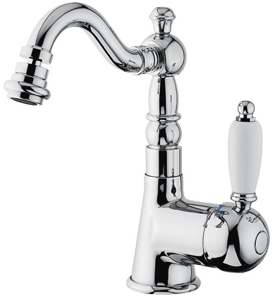 Emmevi Laguna, однорычажный смеситель для биде (излив 14,5 см), с донным клапаном, цвет белый-золото