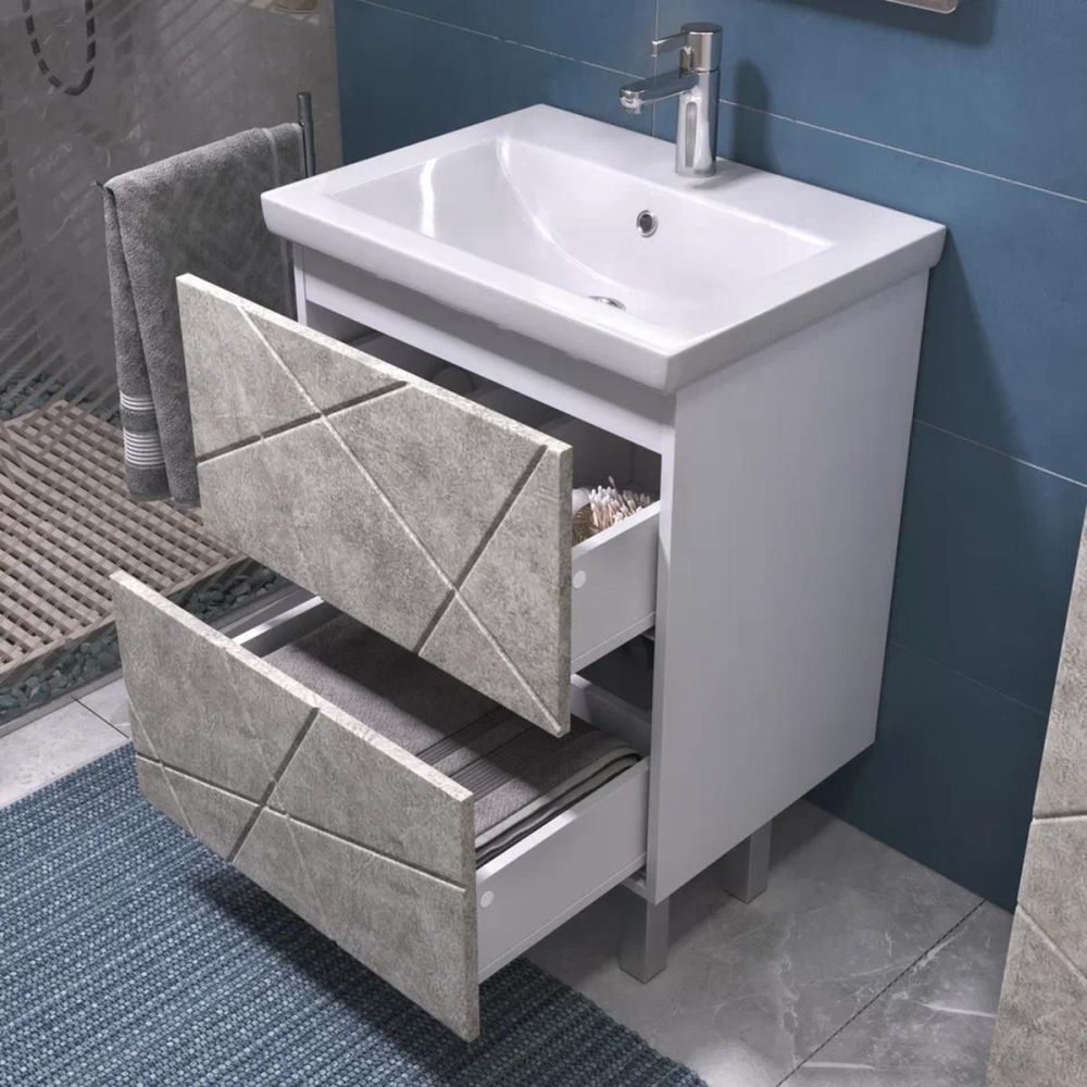 Тумба под раковину напольная VIGO Geometry 015 бетон, 60 см, артикул 015 бетон