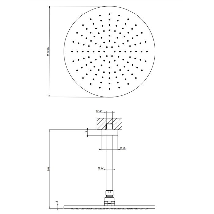 Gessi Emporio Emporio shower Душевая головка потолочная, поворотная с шарниром, с защитой от известкового налёта, цвет: Chrome