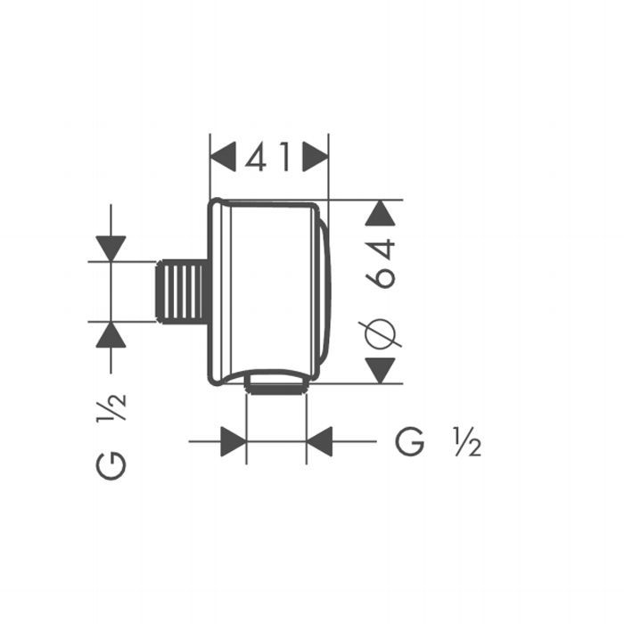 AX Montreux Вывод воды для ручного душа с клапаном, ½’, цвет: хром
