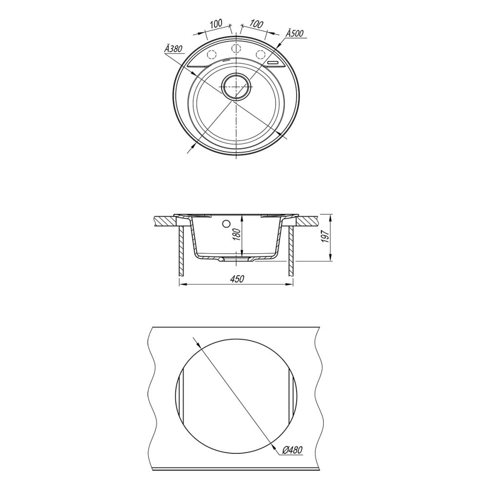 Кухонная мойка Lemark SULA 500 врезная круглая из кварцгранита цвет: Серый шёлк (9910005), артикул 9910005