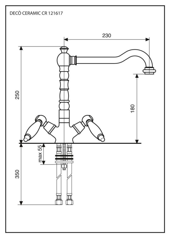 Emmevi Deco Ceramic, двухрычажный кухонный смеситель (поворотный излив 23 см), без донного клапана, цвет бронза