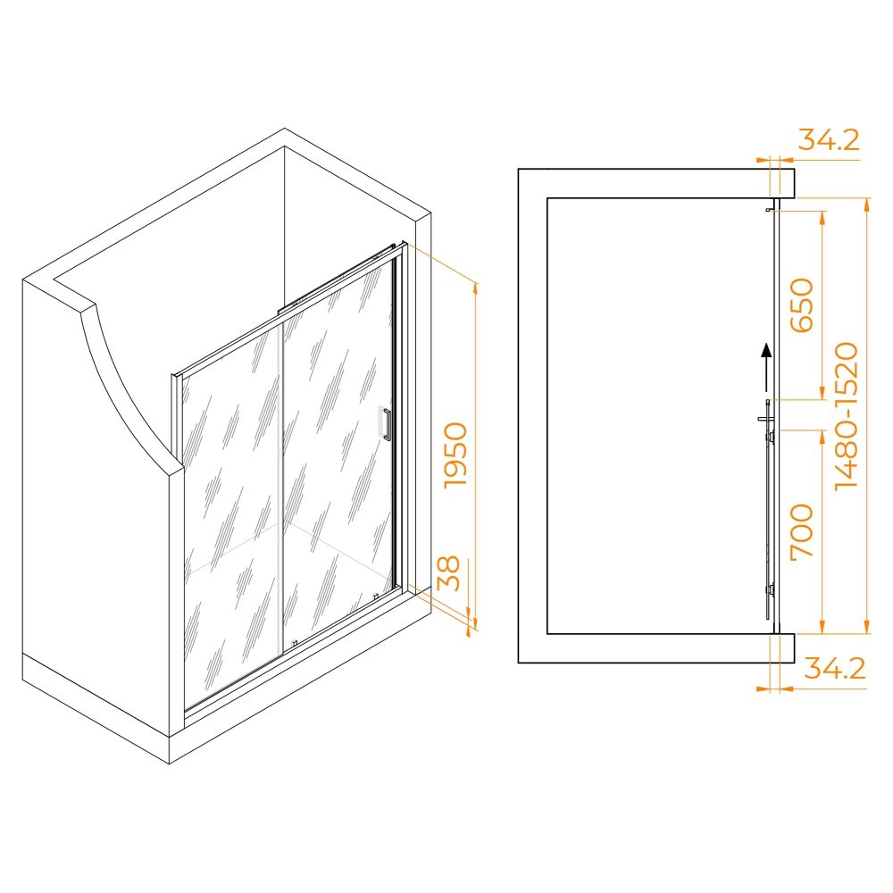 Душевая дверь RGW PA-14Gr (Прозрачное, 1500)