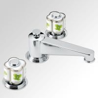 THG CAPUCINE VERT DECOR PLATINE Смеситель для раковины на 3 отверстия, с донным клапаном, декор платина/зеленый, цвет хром