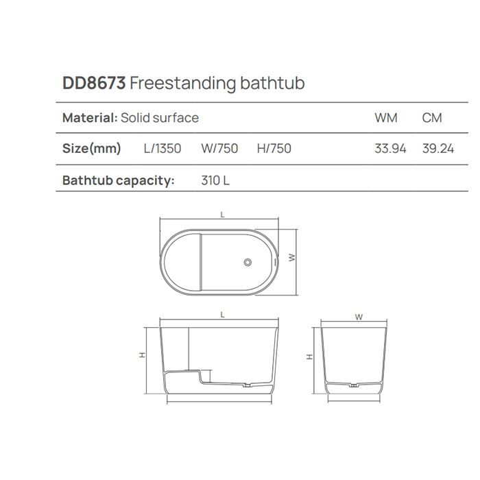 DEA DESIGN Single Ванна 1350х750хh750 мм отдельностоящая, цвет белый