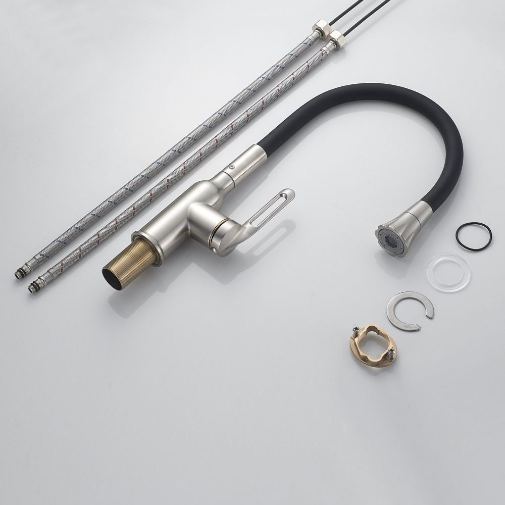 Смеситель для кухни с гибким изливом Raffine F303L-3, сатин