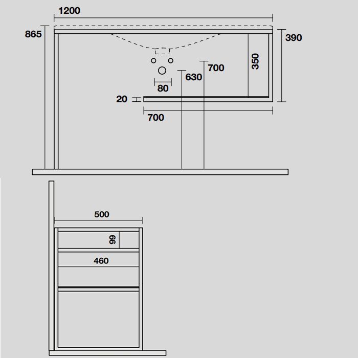 KERASAN SHAPE LOUISE Структура 1220х520 мм., напольная, нержавеющая сталь, полка черная, цвет черный матовый