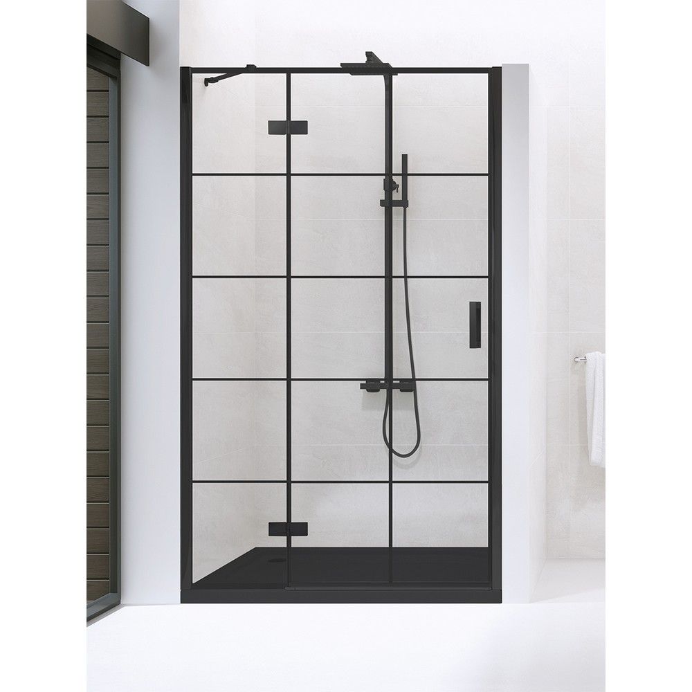 Дверь в нишу NEW TRENDY NEW RENOMA BLACK L 90x195 D-0271A (черный)