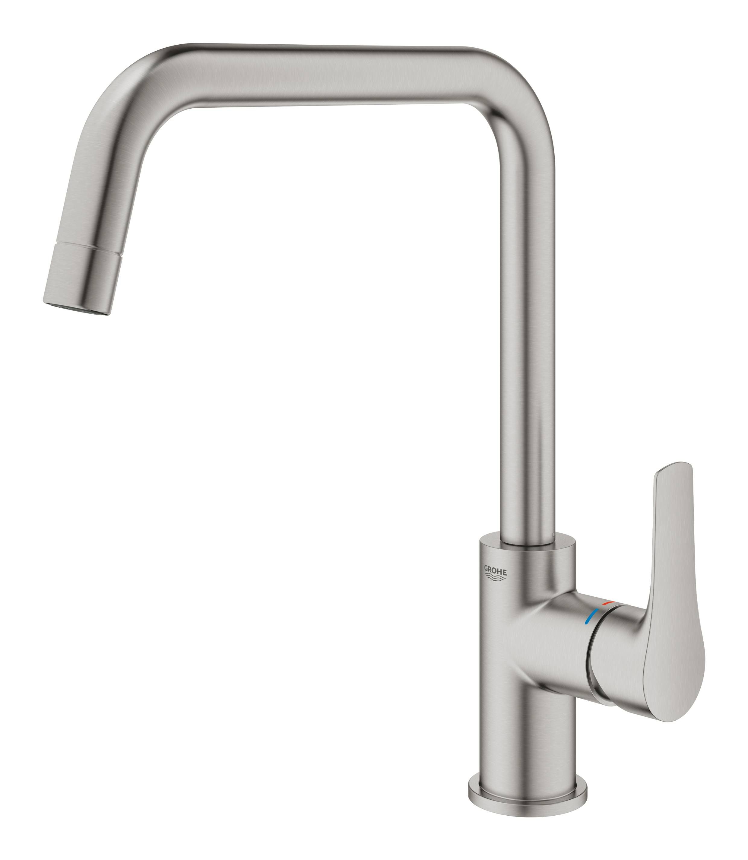 Смеситель для кухни GROHE Eurosmart 2021, U-образный высокий излив, суперсталь (30567DC0) Смеситель для кухни GROHE Eurosmart 2021, U-образный высокий излив, суперсталь (30567DC0)