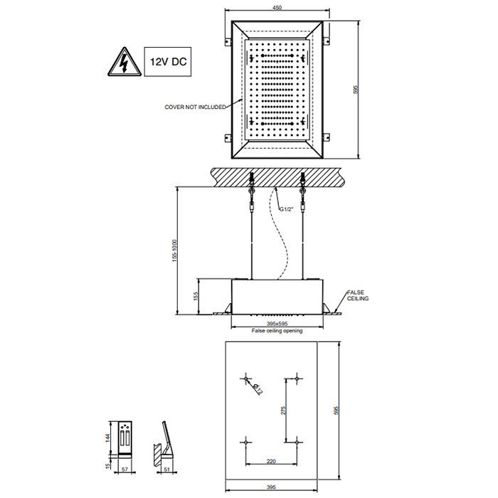 Gessi Afilo Встраиваемая душевая система 300х500мм, "Тропический ливень и хромотерапия", пульт упр. держатель.треб ист питания на 12B, нужен блок пита